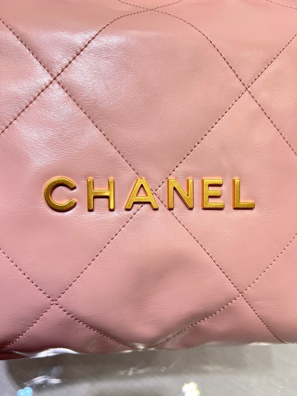 CHANEL HOBO BAG 22 PINK LAMBSKIN GOLD HARDWARE