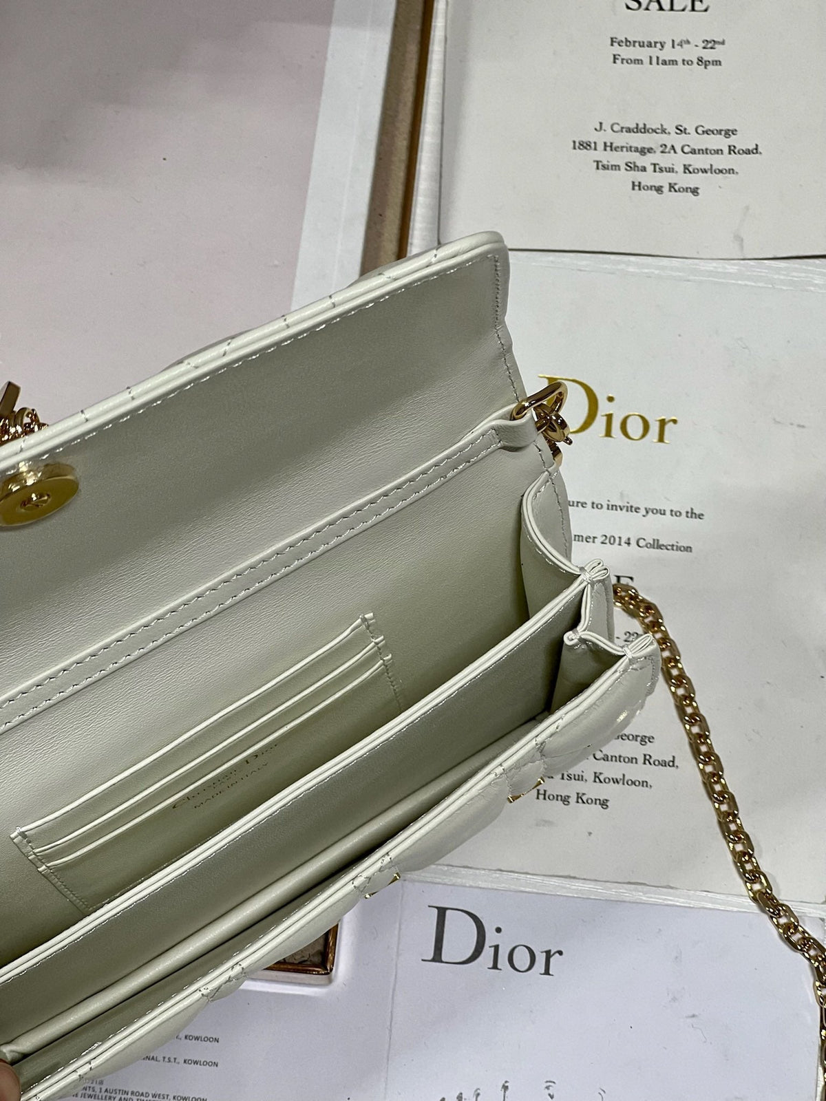 DIOR MISS LADY 21 BUTTERFLY STUD WHITE LAMBSKIN