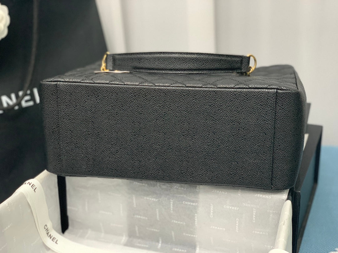 CHANEL 25S MEDALLION TOTE 33 CM IN BLACK CAVIAR WITH GOLD HARDWARE