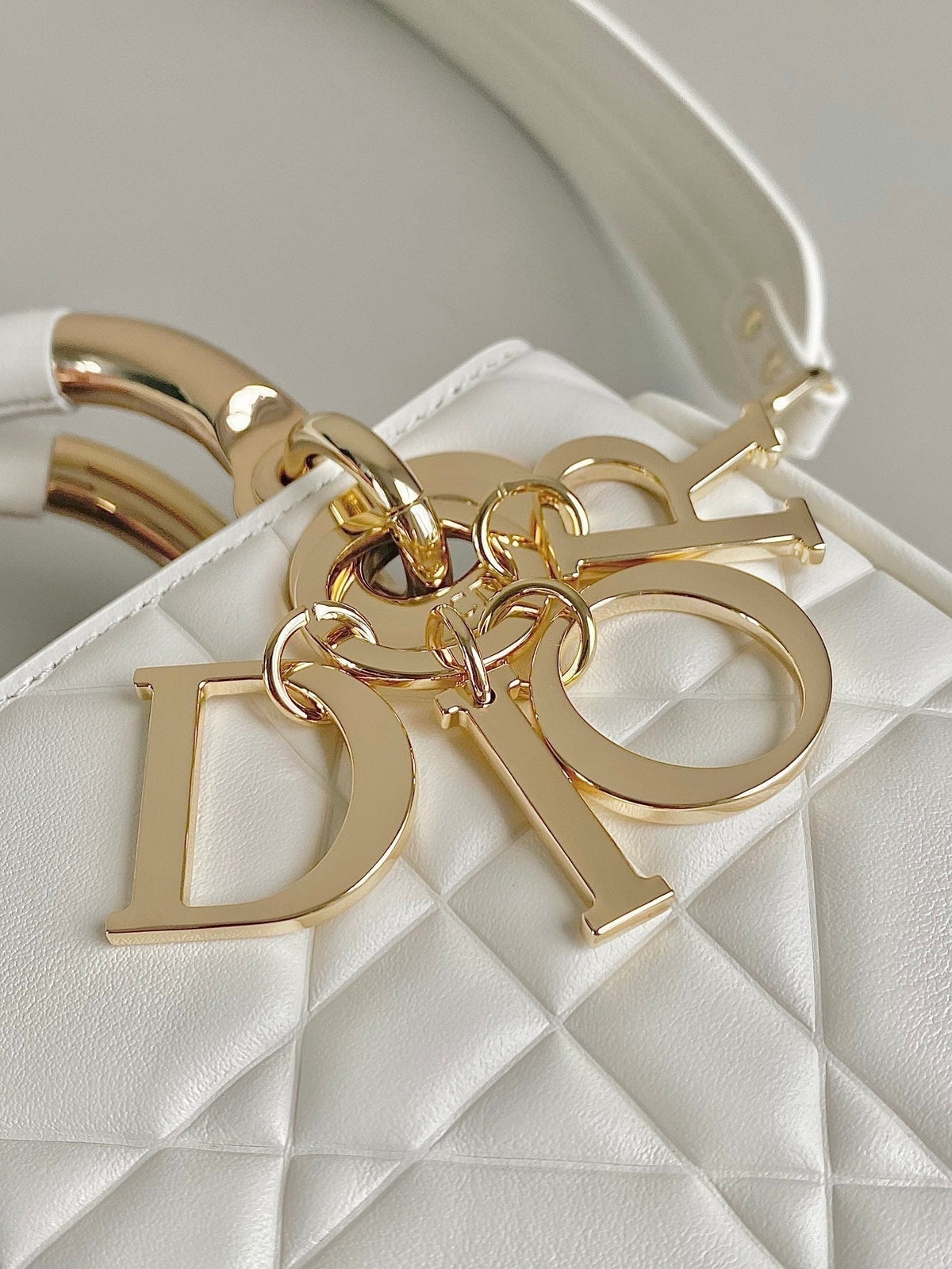 DIOR MINI LADY 19 IN WHITE LAMBSKIN