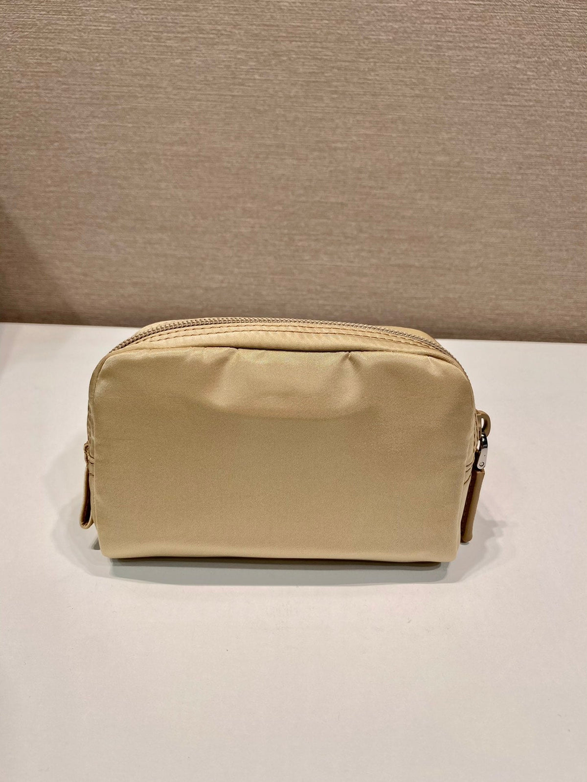 PRADA CLUTCH 12 IN TAN BROWN RE-NYLON
