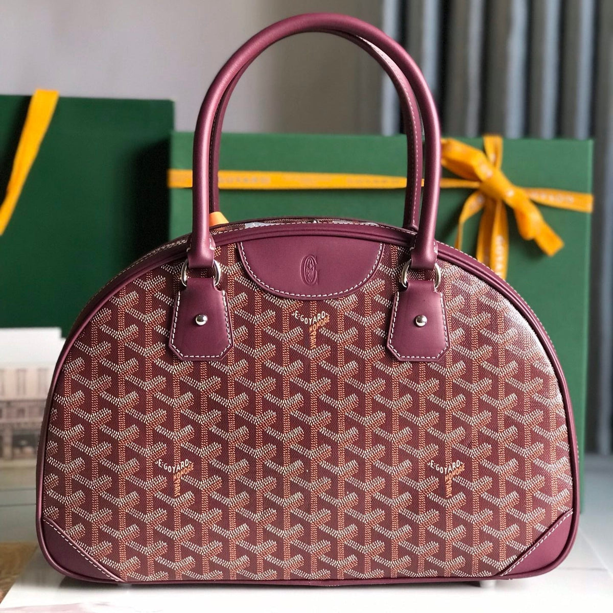 SAINT JEANNE BAG 35 IN CANNON PINK GOYARDINE CANVAS AND CALFSKIN