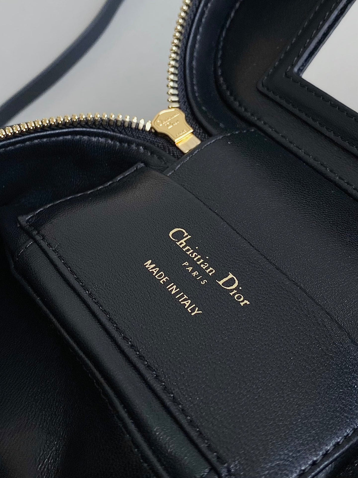 DIOR MINI CARO VANITY 16 BLACK TWEED AND LAMBSKIN