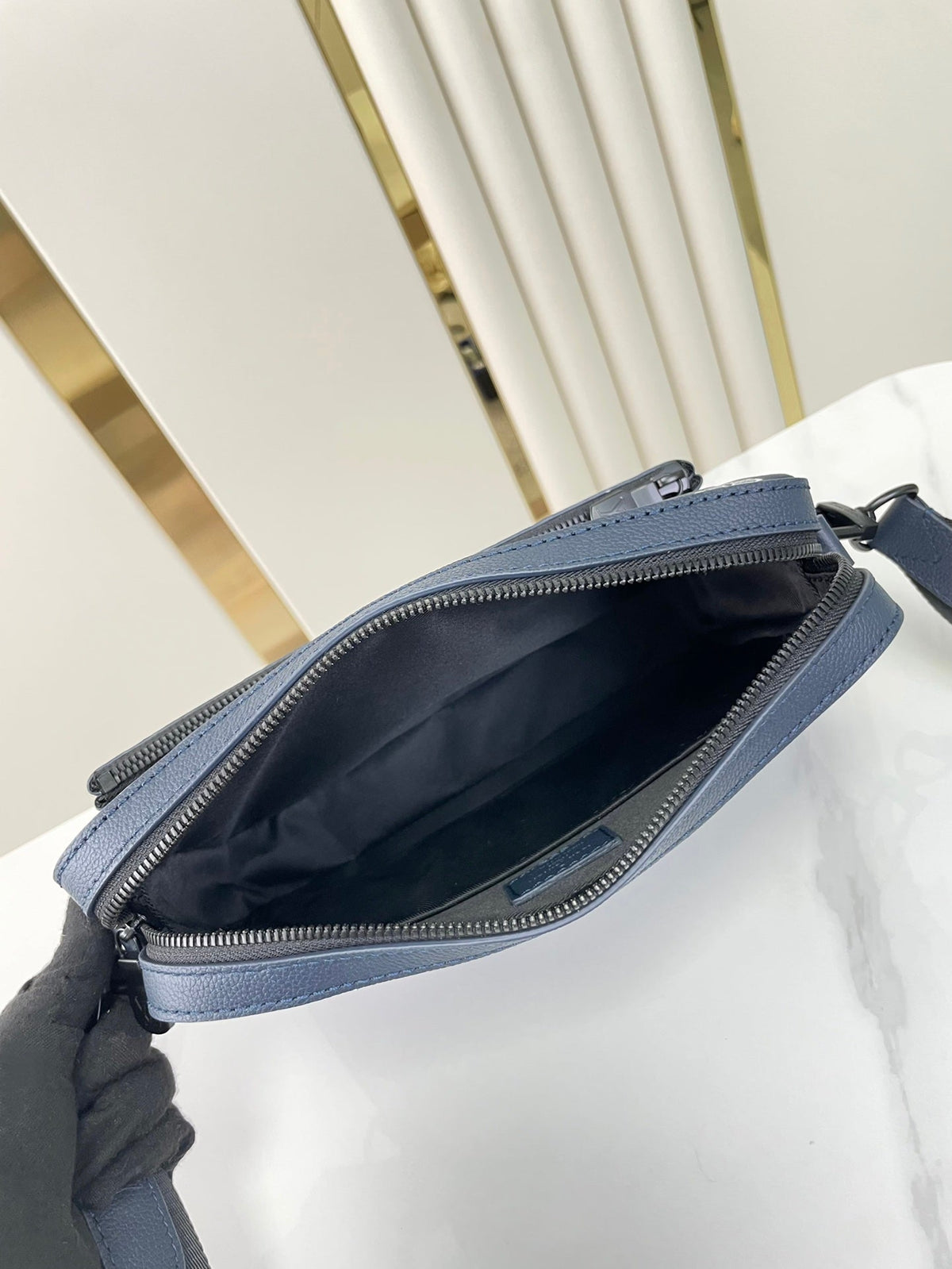 LOUIS VUITTON TRIO MESSENGER 25 IN PRUSSIAN BLUE MONOGRAM SHADOW CALFSKIN