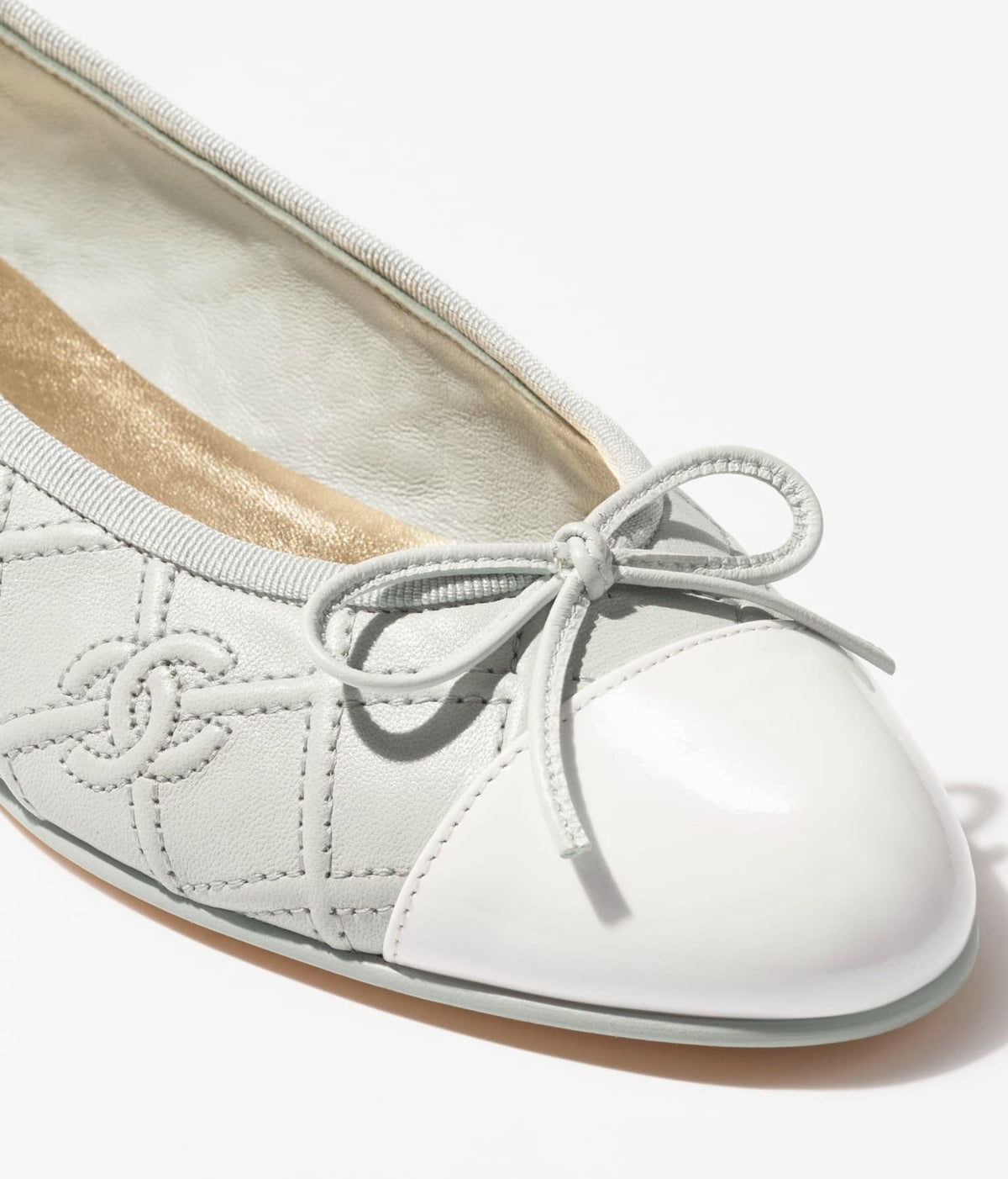 CHANEL BALLET FLATS LIGHT BLUE WHITE LAMBSKIN