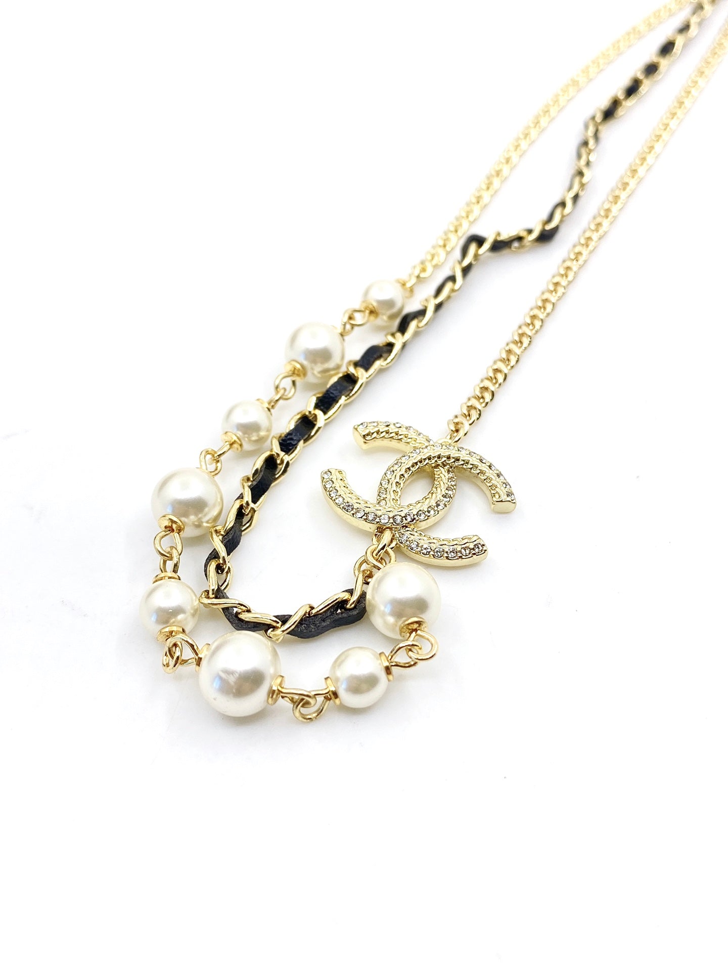 18K  Chanel Pearls & Leather Necklace