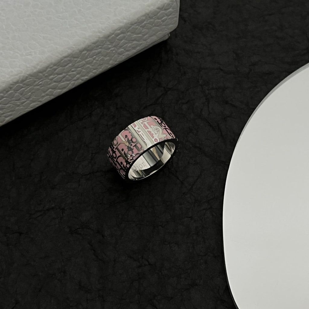 18K Dior Monogram Enamel Ring