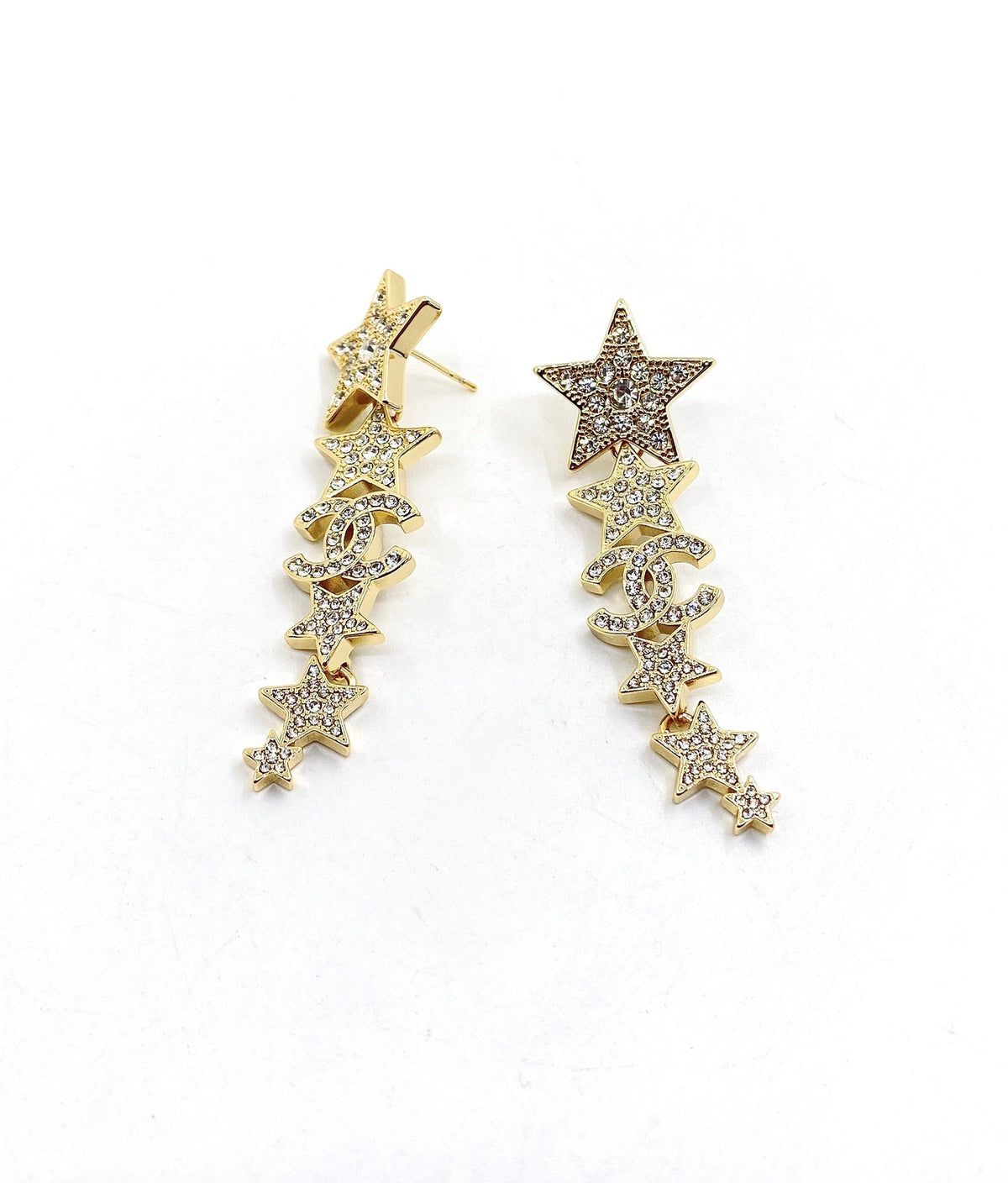 18K  Chanel Star Diamonds Long Earrings