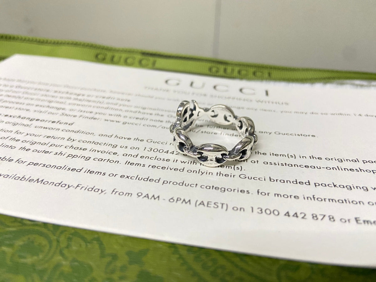 Double Gucci Interlocking Gucci Chain Ring