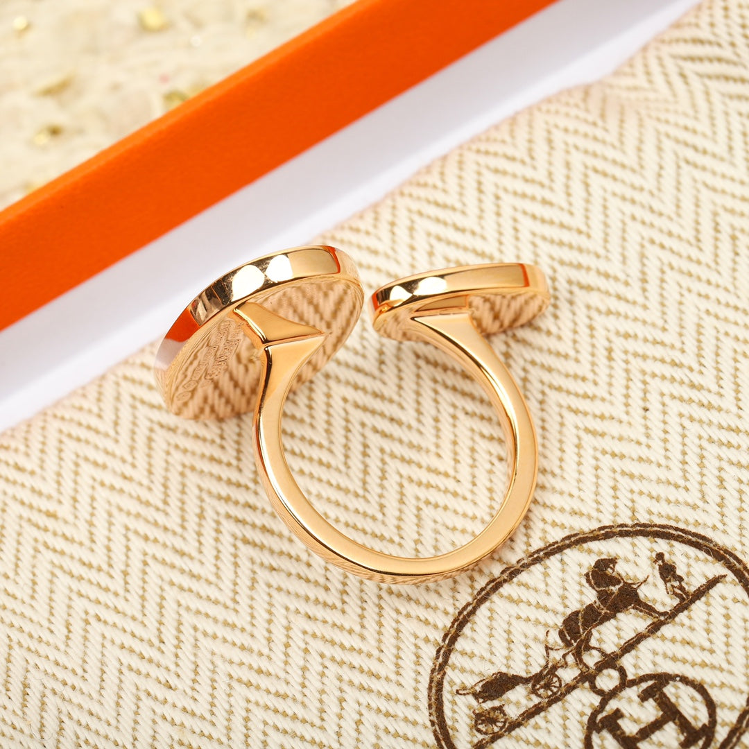 18K Chaine D'ancre Verso Large Hermes Ring