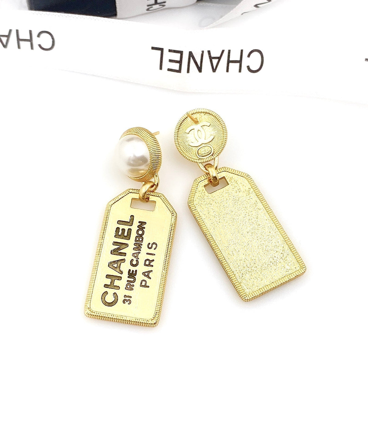 18K  Chanel Paris Pearl Earrings
