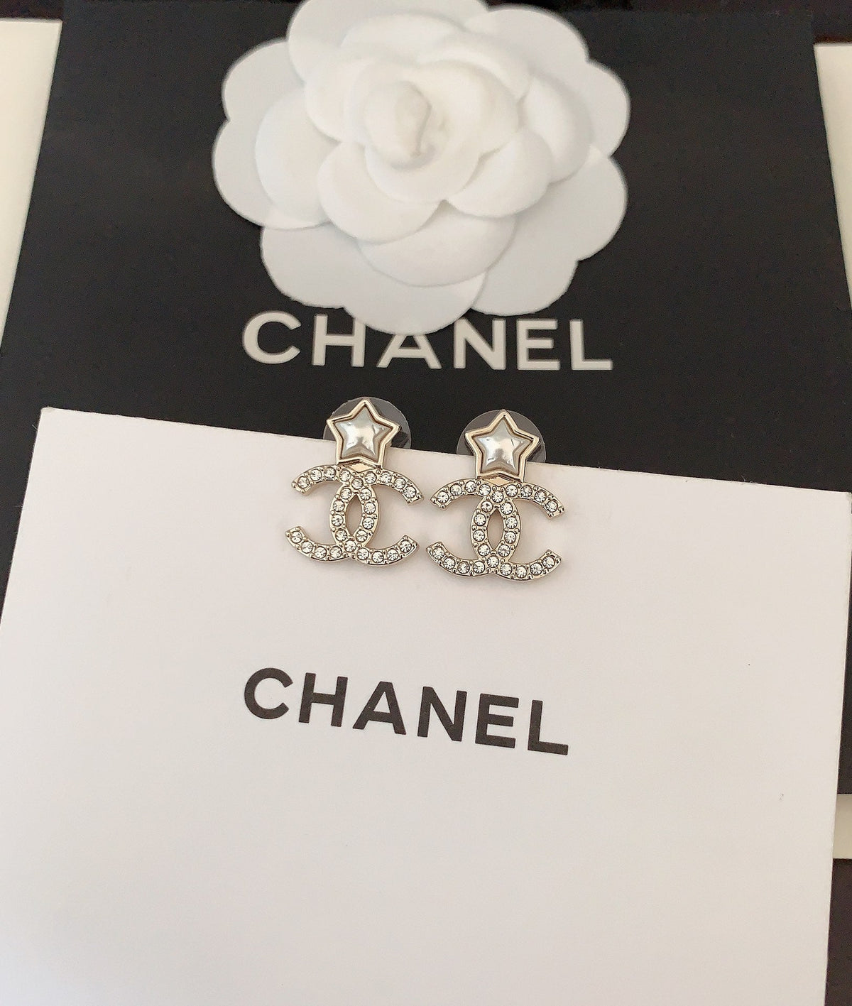 18K  Chanel Star Crystals Earrings
