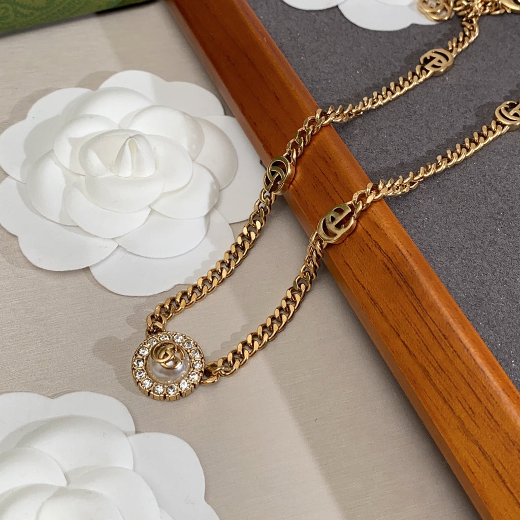 18K Double Gucci Flower Necklace