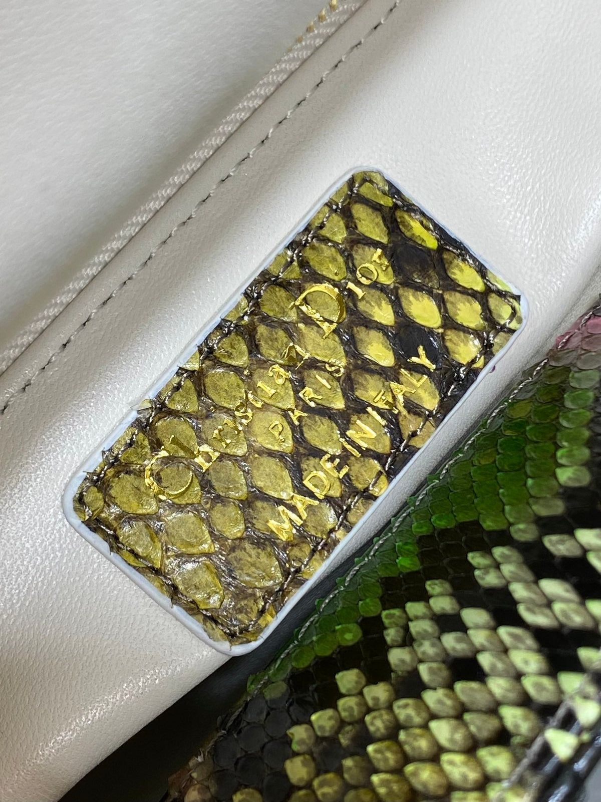 DIOR MINI 17 LADY BAG IN COLORFUL SNAKESKIN PATTERN LAMBSKIN 225975