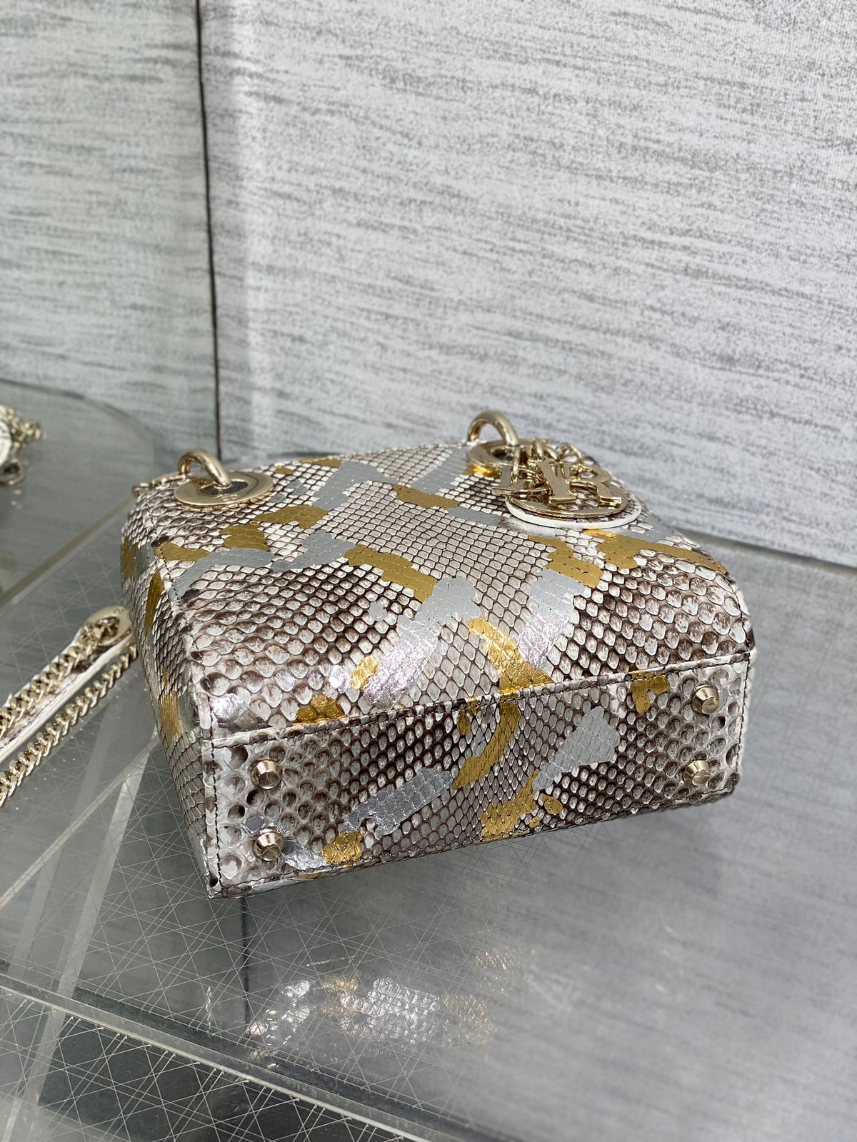 DIOR MINI 17 LADY BAG IN COLORFUL SNAKESKIN PATTERN LAMBSKIN 225983