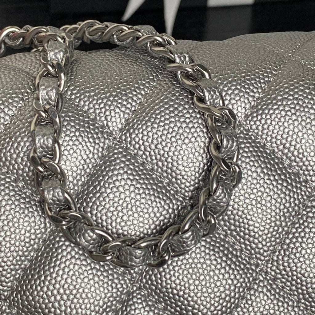 CHANEL 25S MINI FLAP BAG 18 IN DARK GRAY CALFSKIN