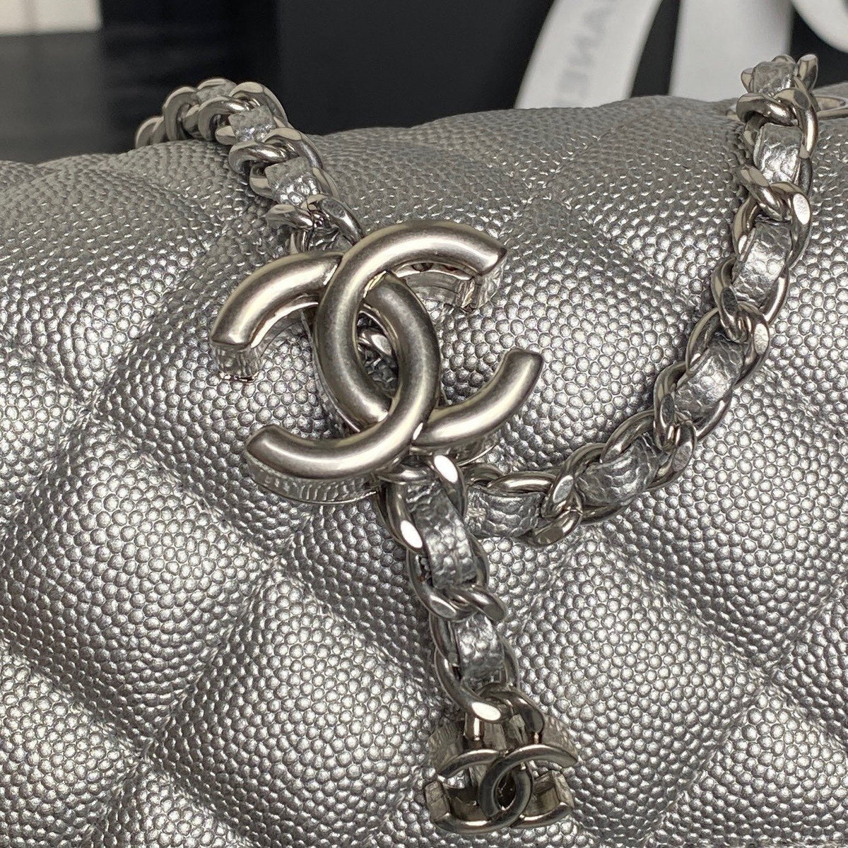 CHANEL 25S MINI FLAP BAG 18 IN DARK GRAY CALFSKIN