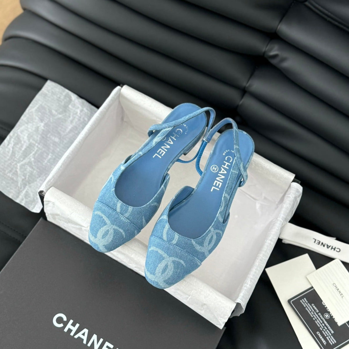CHANEL CLASSIC SLINGBACK CERULEAN BLUE CALFSKIN