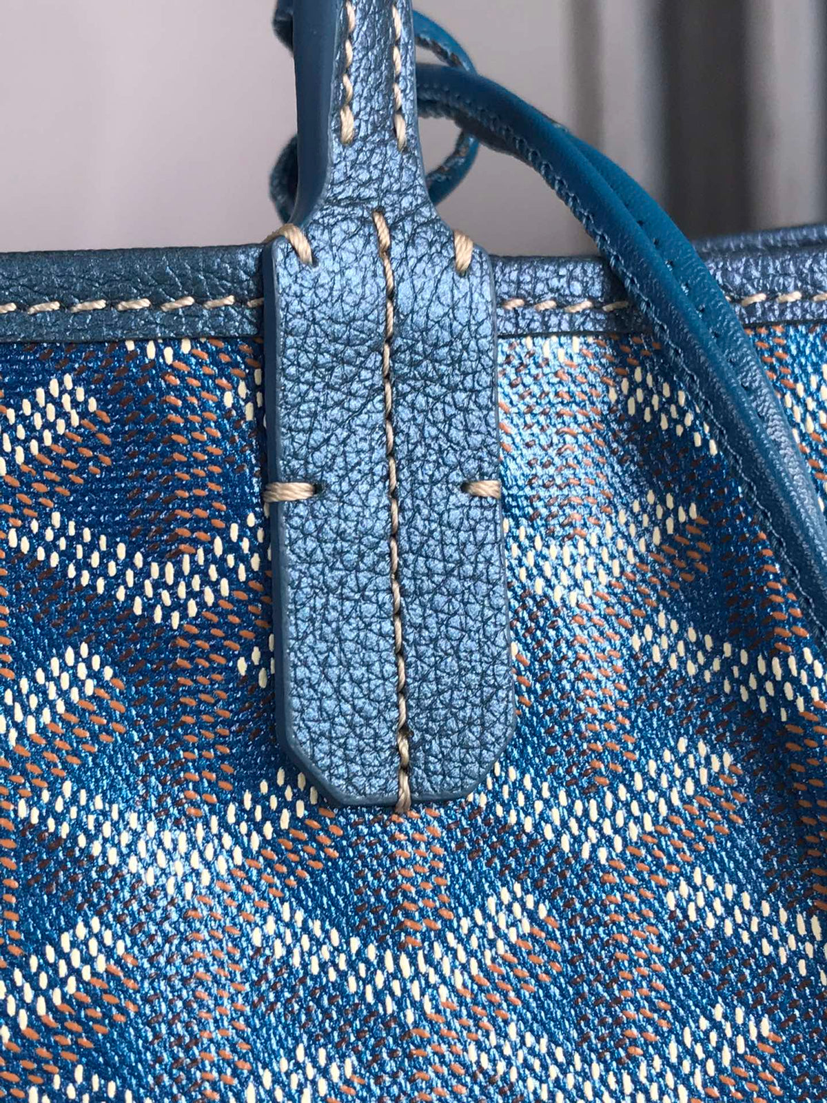 SAINT LOUIS PM 34 IN NAVY BLUE GOYARDINE CANVAS AND CALFSKIN