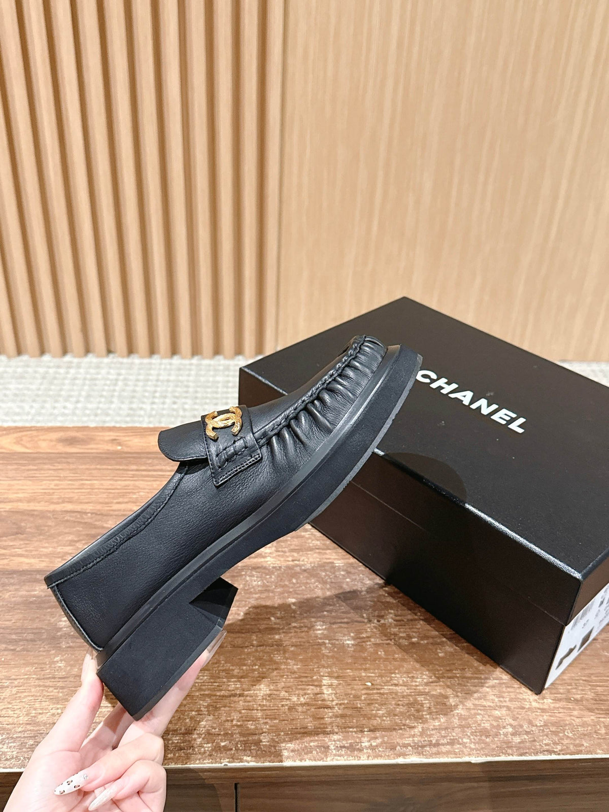 CHANEL 25S DOUBLE MONK STRAP PLEATED LOAFERS BLACK IN CALFSKIN