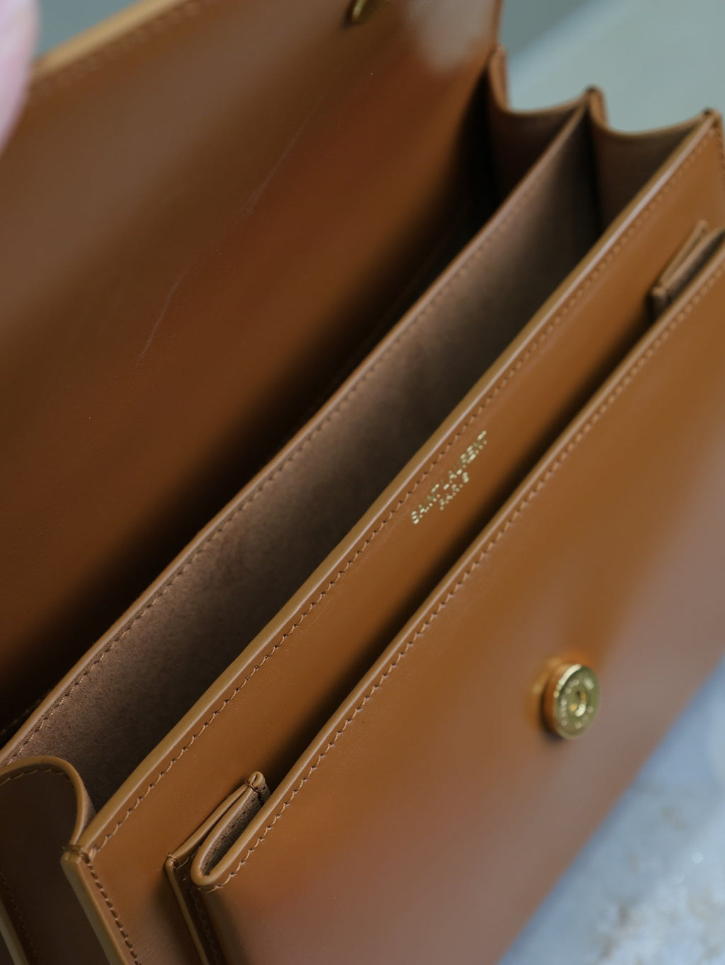 YSL 25S SUNSET BAG 22 IN DARK CARAMEL CALFSKIN GOLD HARDWRE