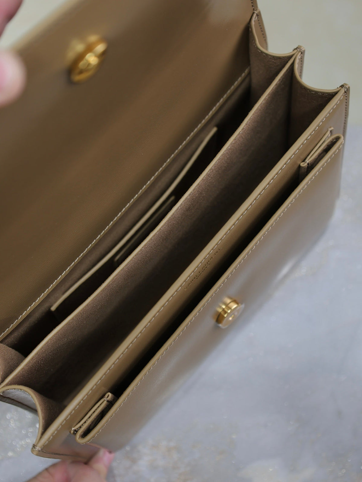 YSL 25S SUNSET BAG 22 IN BROWN CALFSKIN GOLD HARDWRE